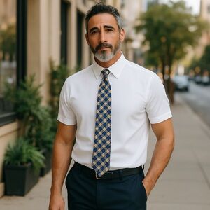 Donald Trump Signature Collection Tie Diagonal Blue Yellow White Silk 59.5"X3.25